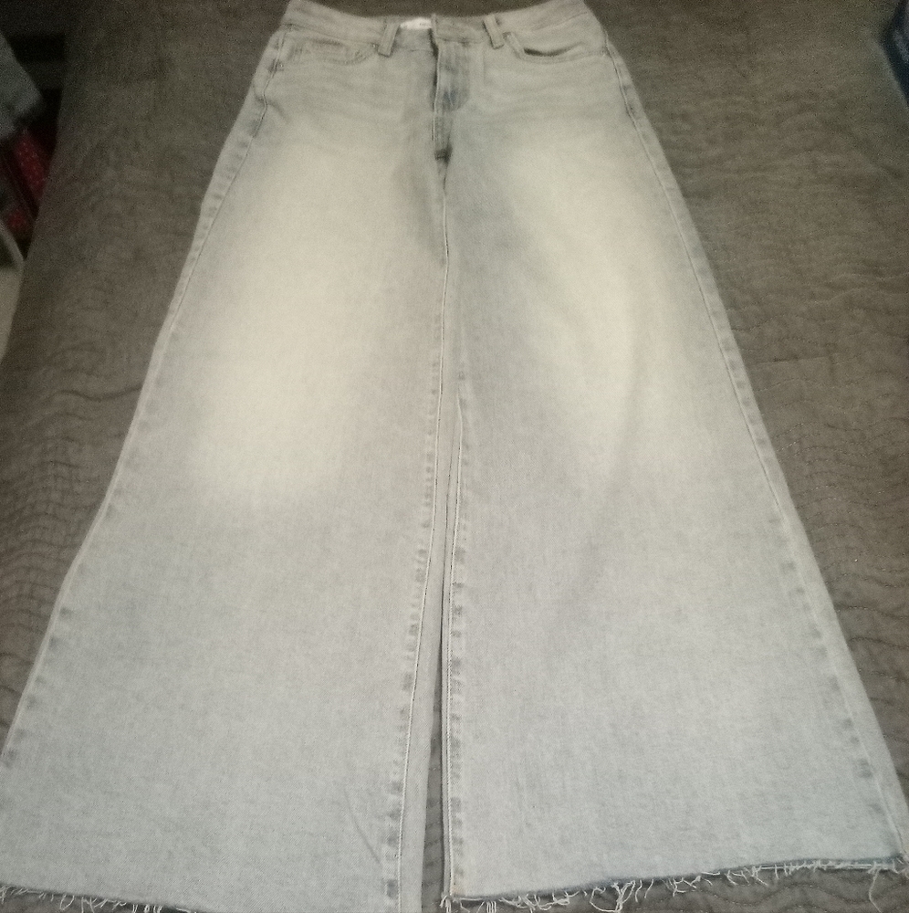 Mango Blue Flare Wide-Leg Jeans